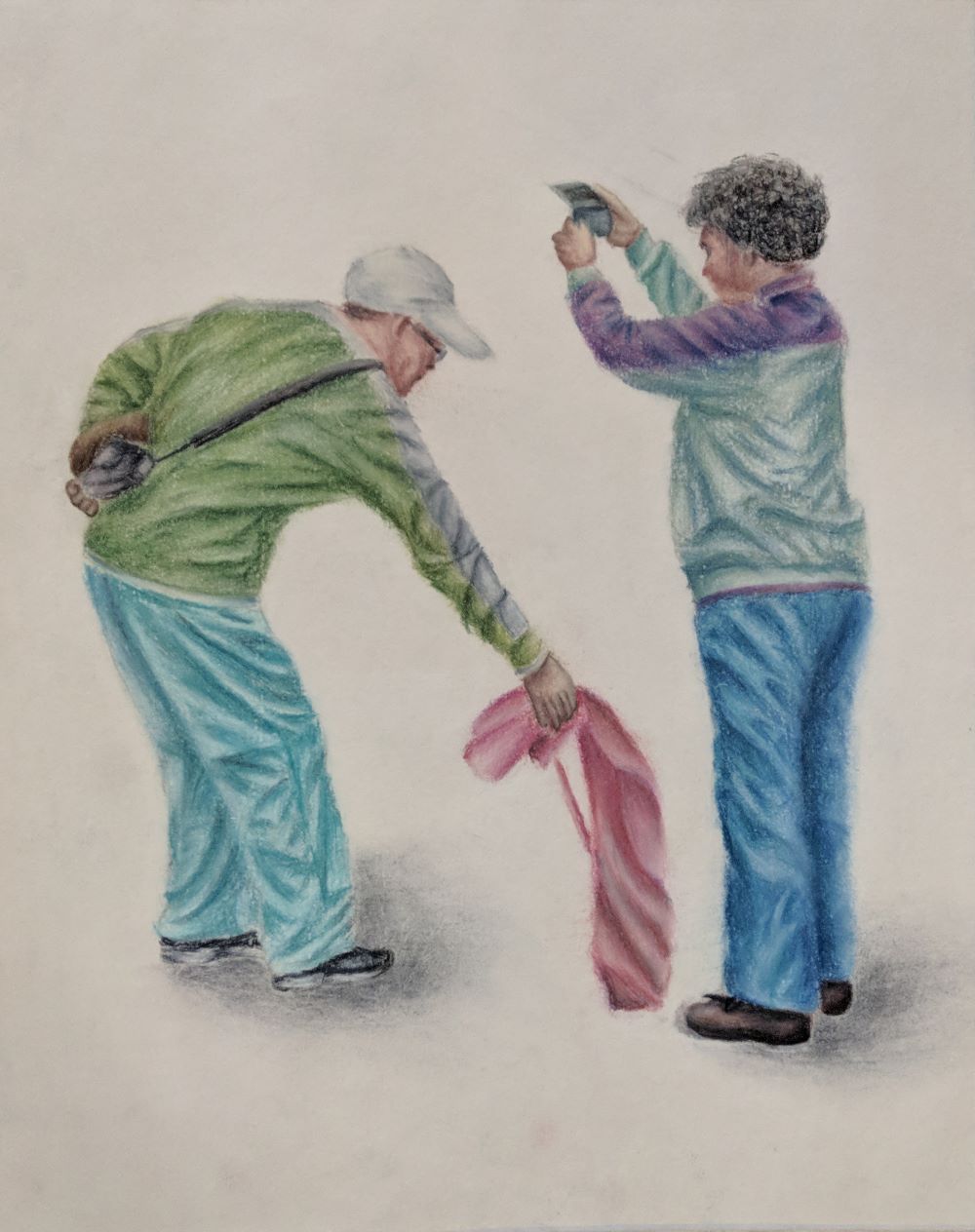 Elderly Couple Pastel Painting